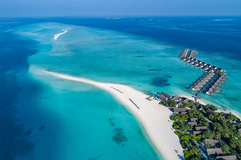 Aerial View of the Four Seasons Maldives