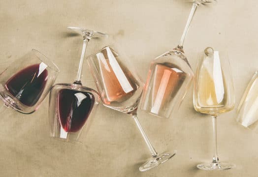 Red, rosé, and white wine
