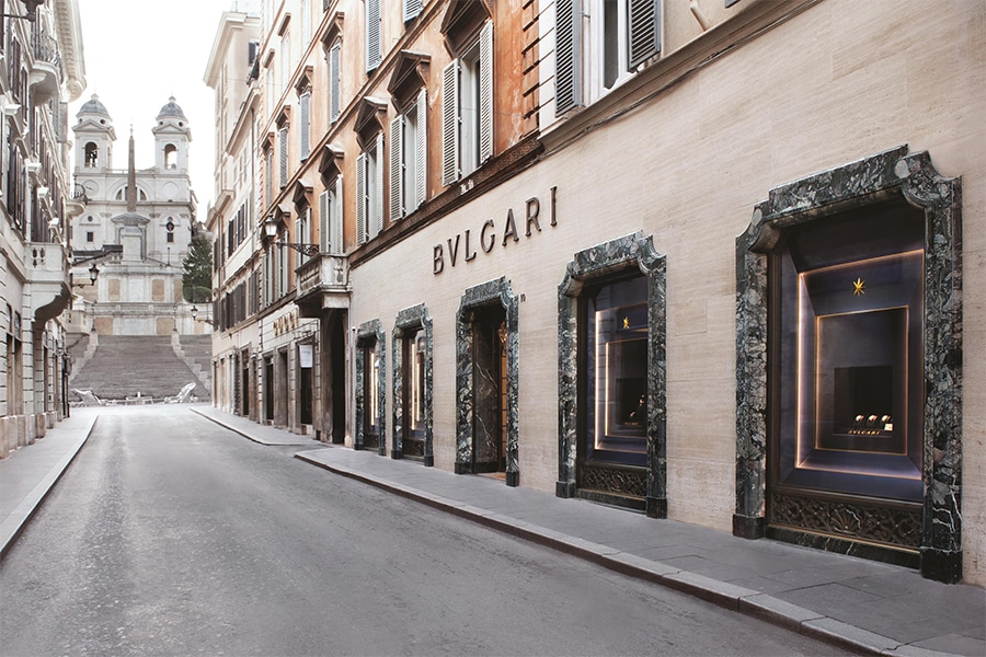 Bulgari's boutique on Via Condotti in Rome is near the famed Spanish Steps