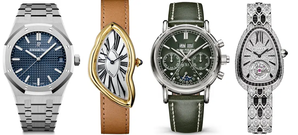 Different styles of luxury watches