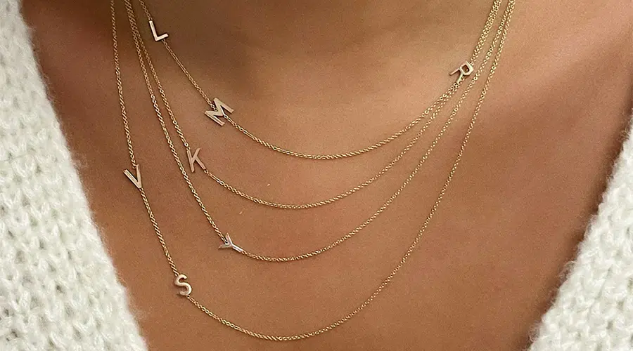 Asymmetrical Multiple Initials Necklace Zoe Lev Jewelry Asymmetrical Multiple Initials Necklace