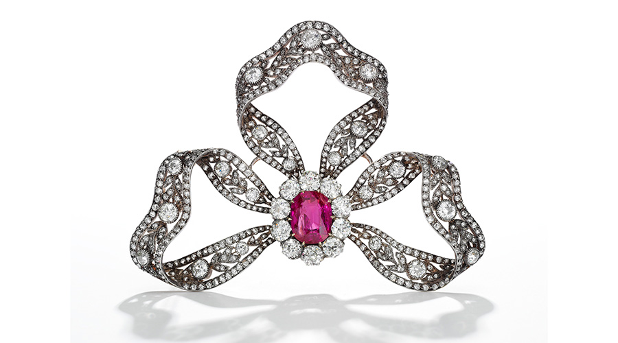 Ruby and diamond brooch and hair ornament