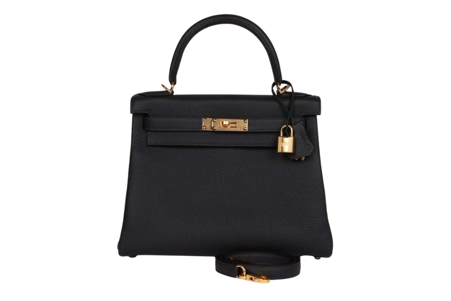 black Hermès Kelly handbag A black leather Hermès Kelly handbag