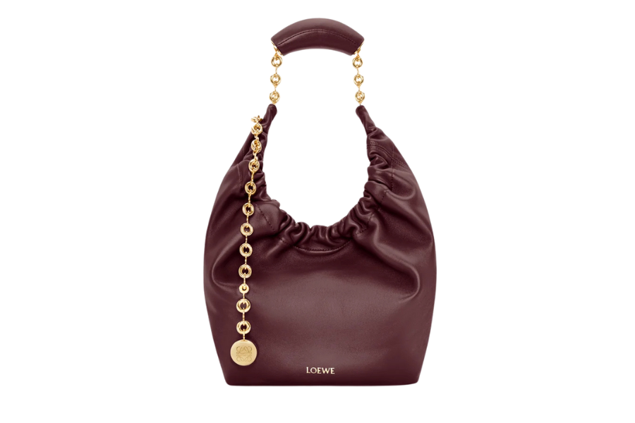 burgundy Loewe Squeeze handbag A burgundy Loewe Squeeze handbag