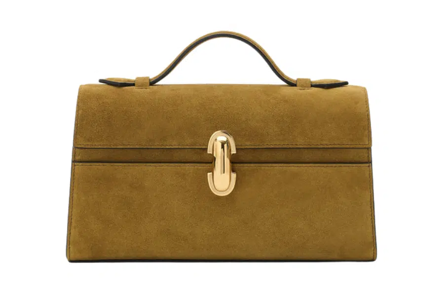 Savette Symmetry Pochette suede handbag Savette Symmetry Pochette tan suede handbag